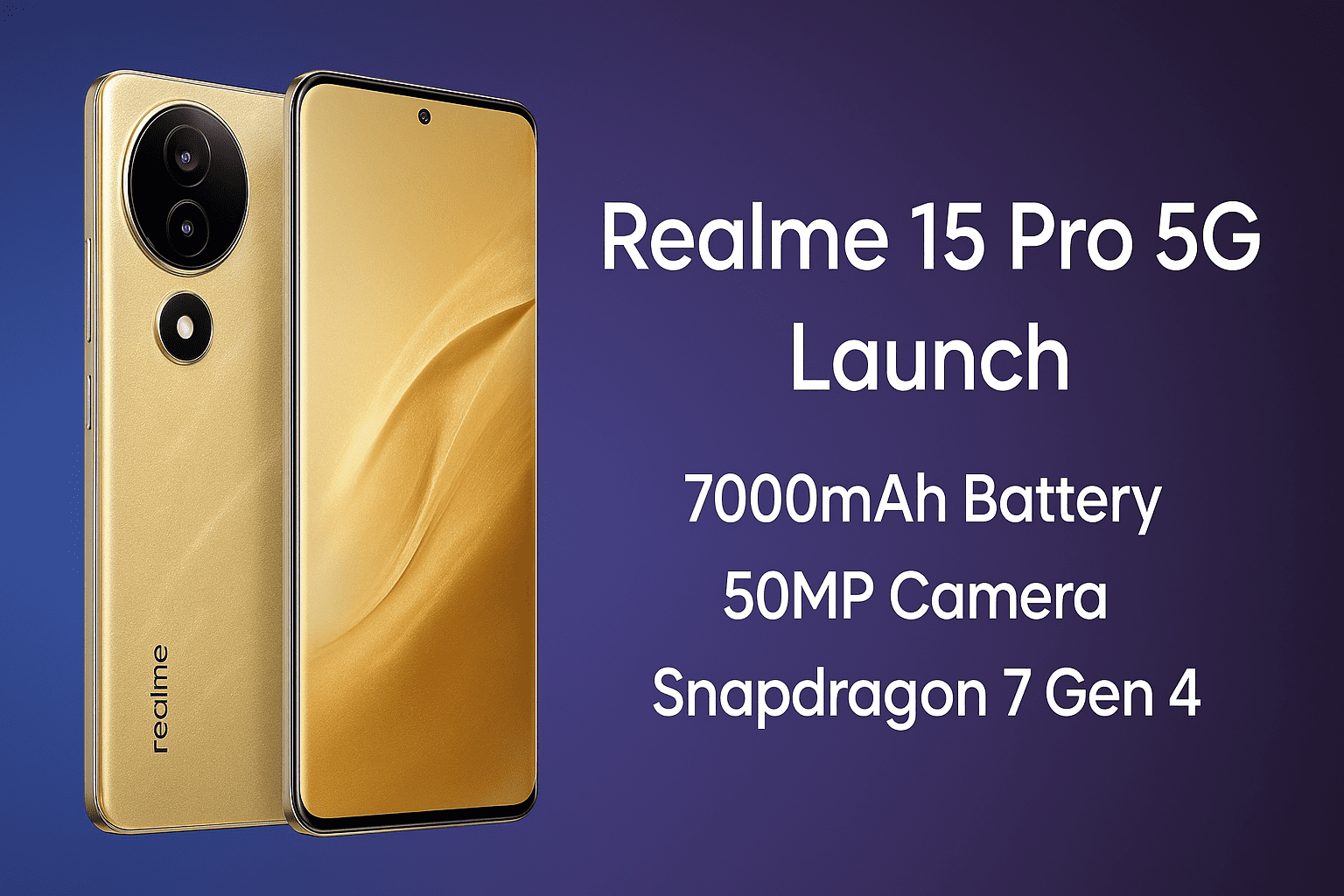 Realme 15 Pro 5G लॉन्च बैनर – 6.8 इंच कर्व AMOLED डिस्प्ले, 50MP कैमरा, Snapdragon 7 Gen 4 प्रोसेसर और 7000mAh बैटरी के साथ नया 5G स्मार्टफोन”